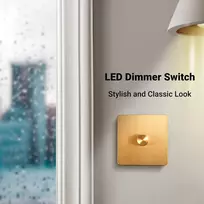 Šviesos reguliatorius led lempoms, jungiklis ac 220 v 50 hz 500 w, auksinis nerūdijantis plienas, pasukamas šviesos reguliatorius su įjungimo/išjungimo mygtuku, skirtas naudoti namuose (monochromatinė šviesa)