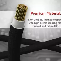 Vaizdo plokštė Linkup - ava pcie 5.0 16pin (12+4) didelės srovės maitinimo kabelis | 16awg, formuotas