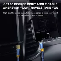 Emk Aux laidas 3.5 mm audio kabelis nailoninis pintas jack kabelis 3.5 ausinėms, išmaniesiems telefonams, garsiakalbiams, namų/automobilio stereo sistemoms, planšetiniams kompiuteriams (3.5 mm Trs stačiu kampu mėlynas, 2.4 m)