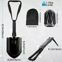 Sulankstomas kastuvas 58 cm, sulankstomas sniego kastuvas, 50# sulankstomas kastuvas stovyklavimui, itin tvirtas kastuvas pagamintas iš anglinio plieno su nešiojimo krepšiu, skirtas žygiams lauke, medžioklei, automobilio avarinei situacijai, dovanos vyram