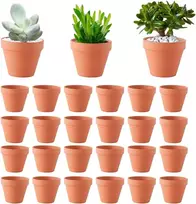 24 terakotos vazonų rinkinys, 5 x 5,5 cm, maži moliniai vazonai rankdarbiams, mini terakotos moliniai vazonai su drenažo skylute, daugkartinio naudojimo molinis vazonas augalams namams ir biurui