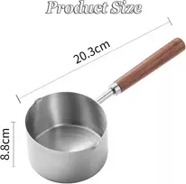 200 ml nerūdijančio plieno nešiojamas pieno puodas, mažas pieno puodas, mažas virimo puodas, sviesto lydymo puodas, padažo puodas, sriubos puodas su medine rankena, skirtas virti pienui, padažui, padažui, makaronams, kavai, arbatai, sriubai