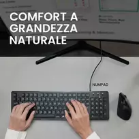 Perixx Periboard-117p - laidinė kompiuterio klaviatūra su skaičių klaviatūra, Ps2 pilno dydžio - didelės raidės - juoda - itališka Qwerty