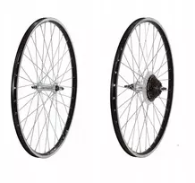 Shimano Dviračio ratas 26 colių priekinis + galinis laisvos eigos 7 pavarų aliumininis kūginis juodas