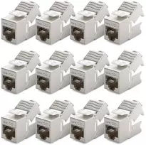 Deleycon 12x mini keystone cat 6a jack modulis, trumpa versija 30 mm (3 cm) ilgio, 10gbps pilnai ekranuotas stp rj45 lizdo jungties pataisos kabelis, idealiai tinka cat7 cat6 cat6a tinklo kabelio lizdo pataisos skydeliui
