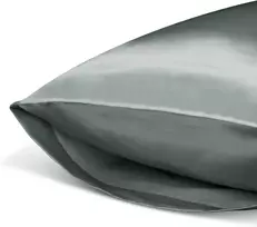 2 vnt. satininiai pagalvių užvalkalai minkšti šilkiniai pagalvių užvalkalai plaukams ir odai su užlenkiamu užsegimu (tamsiai pilka, standartinis (50x75cm)