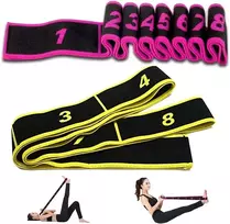 Elastinga sportinė fitneso juosta, 2 jogos tempimo juostos, jogos tempimo diržas su 8 kilpomis, tempimo pasipriešinimo juostos, treniruočių juostos, fitneso juostos, skirtos fitnesui, šokių treniruotėms