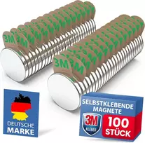 Reorda neodimio magnetai [stiprūs 3m klijai] didelis 100 vnt. paketas (10 x 1 mm) | su 3 m magnetinėmis lipniomis pagalvėlėmis | galingi magnetai komercijai, lentai, nuotraukoms ir šaldytuvui