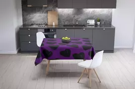 Le Jardin du Lin virtuvinis dekoratyvinis staltiesė, violetinė, juoda, 140 x 140 cm - sukurta ir pagaminta Turkijoje