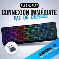 Klim Chroma belaidė prancūziška Azerty žaidimų klaviatūra - aukštos kokybės, spalvingas apšvietimas - juoda - Rgb Pc Windows, Mac Ps4