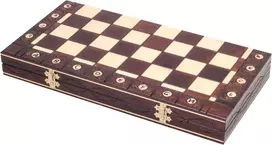Sunrise Chess & Games Senator New Line elegantiški šachmatai, juodas klasikinis dizainas, medinės figūros, 42 cm