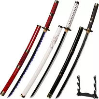 Himmel Store 3 Roronoa Zoro replikos kardų rinkinys, Kitetsu Yubashiri, Wado Ichimonji, Zoro vaidmenų žaidimo priedai, skirti vaidmenų žaidimams ir kolekcijai