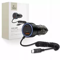 Tech-protect greitasis automobilinis įkroviklis usb-a type-c + usb-c kabelis, skirtas iphone 15 16