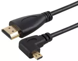 Micro Hdmi į Hdmi kampinis laidas 90 laipsnių, 1.4, juodas