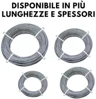 Cinkuota plieninė pinta metalinė roletų virvė - įvairių storių ir ilgių (2,4 mm - 6 m ilgio)