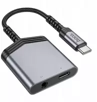 Adapteris Hoco Ls39 Usb-c į Usb-c / Jack 3.5mm, 27w, Pilkas