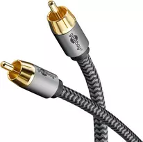 Goobay 65299 Mono Rca kabelis 10 m / audio kabelis žemų dažnių garsiakalbiui Hifi įrenginiams / lankstus tekstilinis kabelis / skaitmeninis koaksialinis kabelis / paauksuotos jungtys