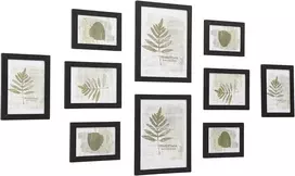 Songmics nuotraukų rėmelių rinkinys, 10 vnt., 2 nuotraukoms 20 x 25 cm (8 x 10 colių), 4 nuotraukoms 13 x 18 cm (5 x 7 colių), 4 nuotraukoms 10 x 15 cm (4 x 6 colių), plastikinis stiklas, mdf