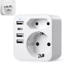 Jav adapterio kištukas, kelioninis jav adapteris su 3 usb 1 usb c (3.4 a), jav vokietijos kištuko adapteris, lizdo adapteris, maitinimo adapteris, kelioninis kištukas amerikai, kanadai, meksikai, tailandui, sieninis įkroviklis