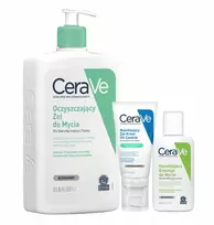 Cerave Valomasis gelis 1l, Drėkinamasis gelinis kremas Oil Control 52ml + Dovana