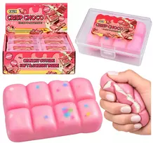 Lean Toys Sensorinis traškus šokolado plytelės dėžutės gniotukas rožinis 8 cm