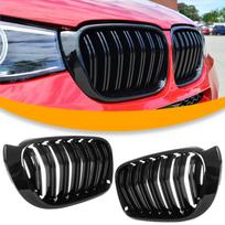 Dvigubos priekinės grotelės BMW X3 F25 (2014–2017 m.), juodos blizgios, kairė ir dešinė, komplektas