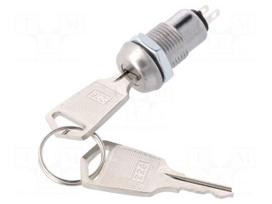 Switch: key switch | Stabl.pos: 2 | OFF-ON | SPST | Cutout: Ø12mm | 90°
