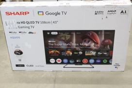QLED televizorius Sharp 43HR7265E, 43 colių 4K Ultra HD Google TV, 95,7 × 61,2 × 21,9 cm