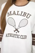 Moteriškas pašiltintas džemperis su „Malibu“ užrašu, kreminis