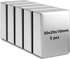 Realth stiprūs magnetai stačiakampiai neodimio magnetai 28 mm x 18 mm x 9 mm, 5 vnt., skirti šaldytuvui, dušo durims, sandėliui, darbui ar biurui, mokslo projektams, amatams (mc728)