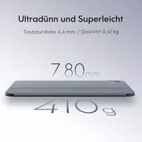 Chesona dėklas su klaviatūra, skirtas ipad 10 kartos/11 gen a16 2025, itin plonas ir lengvas dizainas, magnetinė klaviatūra su reguliuojamu kampu, vokiškas qwertz išdėstymas, pilkas