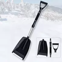 Qcdou sniego kastuvas, žieminis sniego kastuvas, sniego kastuvas su ergonomiška rankena, nešiojamas juodas sniego valytuvas, aliuminio krašto sniego kastuvas, aliuminio rankena, universalus kastuvas žiemą