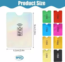 9 dalių rfid kortelių dėklas, blokuojančios movos kreditinėms kortelėms, spalvingos kortelių movos, asmens tapatybės kortelės apsauga, apsaugančios nuo vagystės piniginės vyrams ir moterims, spalvotas, rfid piniginė