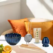 6 dalių japoniškų ceremoninių matcha dubenėlių rinkinys arbatos dubenėlis praktiškas mėlynas