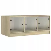 TV staliukas Kooko Home Kavos staliukas ąžuolas sonoma 102x50x42 cm, daug vietos, ekspozicinis, su durelėmis (Ekspozicinė prekė)