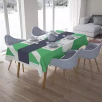 Le Jardin du Lin virtuvinis dekoratyvinis staltiesė, benzino žalia ir balta, 140 x 200 cm - sukurta ir pagaminta Turkijoje