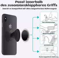 6 lipnių metalinių plokštelių rinkinys, telefono laikiklis, automobilinis magnetas, metalinė plokštelė telefonui, metalinė plokštelė su lipnia plėvele automobilių priedams, 2 apvalios, 2 žiedai ir 2 stačiakampės metalinės plokštelės