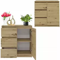 Komoda 80cm su 3 stalčiais ąžuolo artisan spintelė lentyna lentynos svetainei miegamajam