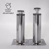 Sofa Skir'co (8 vnt.) reguliuojamo aukščio metalinės baldų kojos 12 cm aukščio blizgaus chromo baldų kojelės apvalios sofos kojos su varžtais (8, aukštis 12 cm)