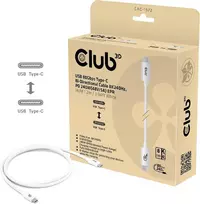 Club 3d Cac-1572 Usb 80gbps sertifikuotas 240w 8k240hz Type-c® 1.2m kabelis, baltas