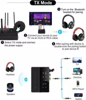 Automagnetola Oria bluetooth adapteris, 2 viename bluetooth 5.3 siųstuvas-imtuvas su dvigubu ryšiu, maža delsa, aptx adaptive, skirtas televizoriui, kompiuteriui, ausinėms, stereo sistemai