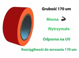 Įspėjamoji lipni juosta grindims raudona 50mm x 33m stipri