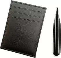 Novum Selection plonas kreditinių kortelių dėklas su rfid apsauga, 10,2 x 7,2 x 0,1 cm, dokumentų dėklas vyrams ir moterims, pagamintas iš juodos dirbtinės odos, 6 kortelės, 1 skyrius banknotams, juodas, 10,2 x 7,2 x 0,1