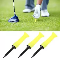 Power Bilt 3 dalių elastinės gumos kamuoliuko laikiklis golfo treniruočių įrangai 83 mm geltonas su geru elastiniu veikimu Power Reset Tees laisvalaikio sportas, numatytasis