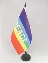 Vaivorykštės taikos laiško stalo vėliava 5'' x 8'' - taikos stalo vėliava 21 x 14 cm - juodas plastikinis kotas ir pagrindas - Az flag