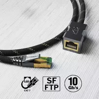 Kabelis Ethernet Cat 7, 10 m, Nailono danga, 10Gbps