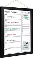 Okydoky sausai valoma lenta-kalendorius, magnetinė lenta sienai, 33 cm x 43 cm, medžio masyvas, juodo rėmo lenta biurui, namams, mokyklai (weekly-bb-bk-3343)