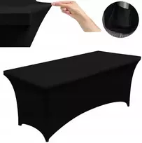 Elastingas užvalkalas, lygi juoda staltiesė catering stalui 240x90cm 180g