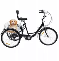 QKids Sulankstomas triratis dviratis 24' su vandens puodelio laikikliu Atšvaitas - juodas