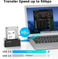 Indmem Sas į Usb 3.0 adapteris, Sas/sata kietojo disko skaitytuvo dėklo doko stotelė, skirta 2.5/3.5 colių Hdd Ssd su 12v/2a maitinimo adapteriu